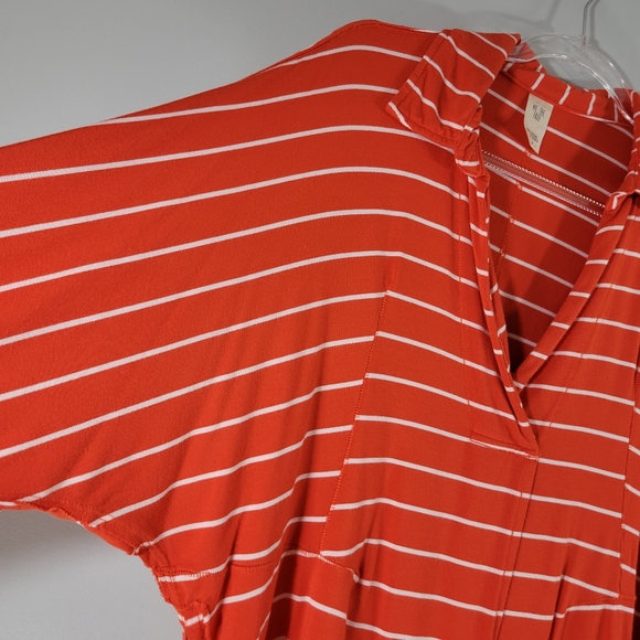 WE THE FREE Can't Fool Me red orange striped versatile tie front pull-over top - Picture 8 of 12